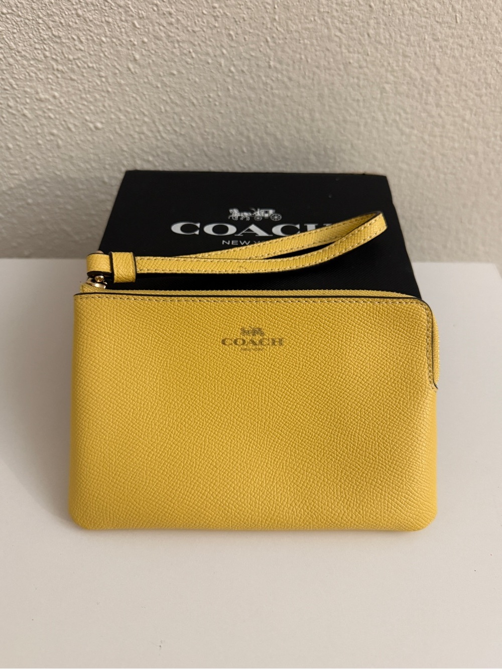 COACH Corner Zip Wristlet Wallet in Yellow